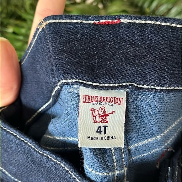 NWOT True Religion Girls Straight Leg Dark Wash Adjustable Waist Blue Jeans - Picture 10 of 13